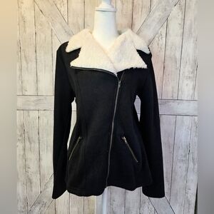 Doublju Black and White Sherpa Lined Jacket